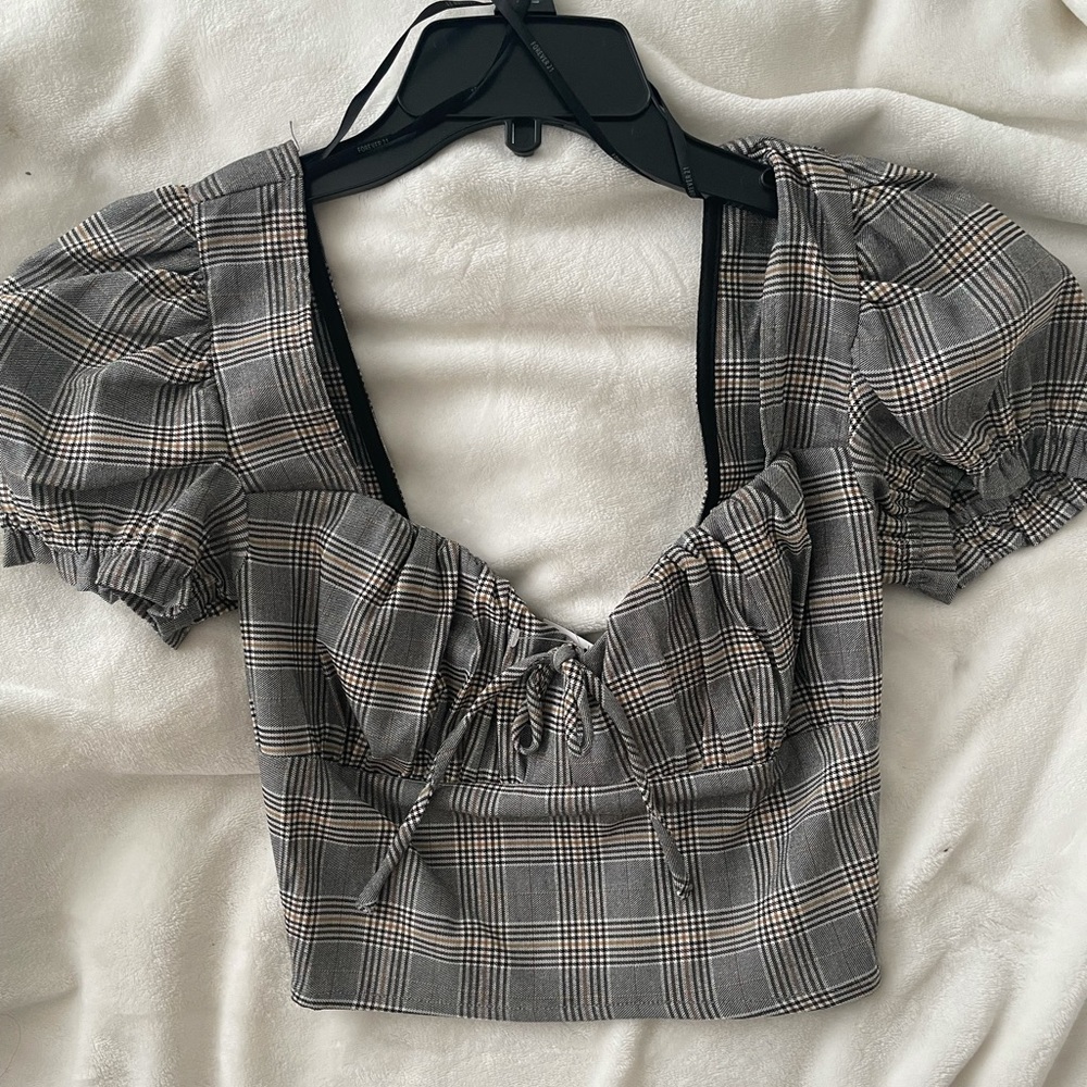 F21 plaid crop top